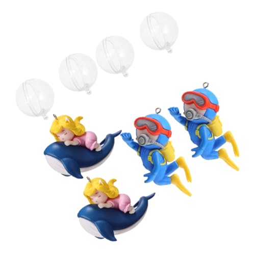 SEWOART 4 Stück PVC Aquarium Dekoration Schwimmende Taucher Figuren Cartoon Aquarium Ornaments Kleine Fischbecken Deko Wassersicher Langlebig Pflegeleicht von SEWOART