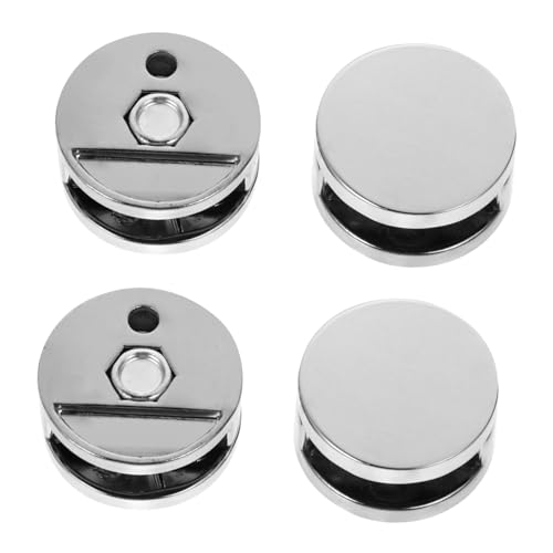 SEWOART 4 Stück Runde Spiegelklammern aus Langlebiger Zinklegierung Glänzend Polierte Oberfläche Stabile Glashalter für Badspiegel Einfache Befestigung Modernes Design für Zuhause von SEWOART
