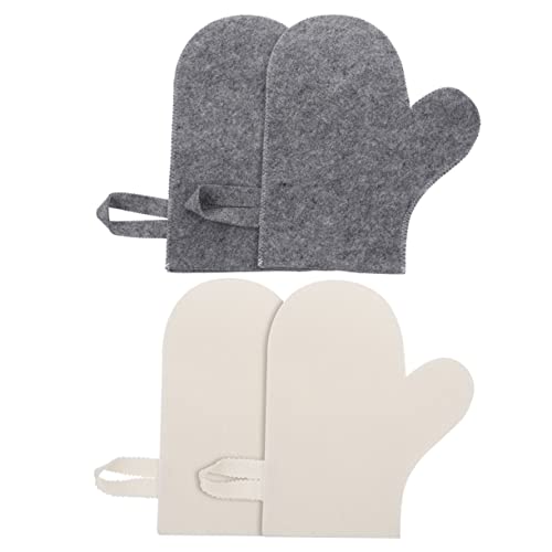 SEWOART 4 Stück Saunahandschuhe aus Filz schrubben Außensauna Sauna-Handabdeckung Hitze Handschuhe Peeling-Duschhandschuhe Duschbad-Handschuhe Wärmeisolierende Saunahandschuhe gefühlt von SEWOART