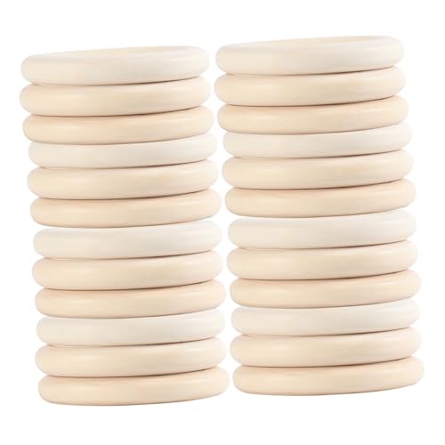 SEWOART 40 Stück Holz Bastelringe Holz Makramee Ring Holzringe Für Heimwerker Unlackierte Makramee Ringe DIY Holzringe Zum Basteln Holzreifen Für Bastelbedarf von SEWOART