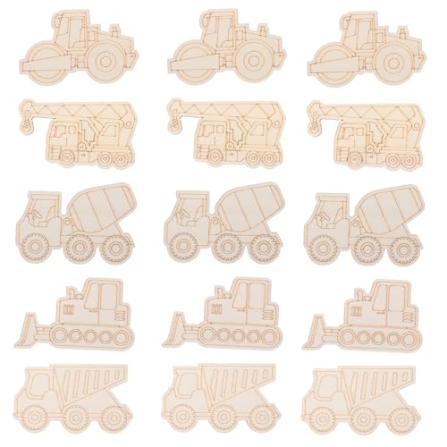 SEWOART 45 Stück Holzausschnitte Für Geländewagen Dekoration Basteln DIY Fahrzeugausschnitte Holzausschnitte Zum Basteln Unfertige Holzanhänger In Fahrzeugform DIY von SEWOART