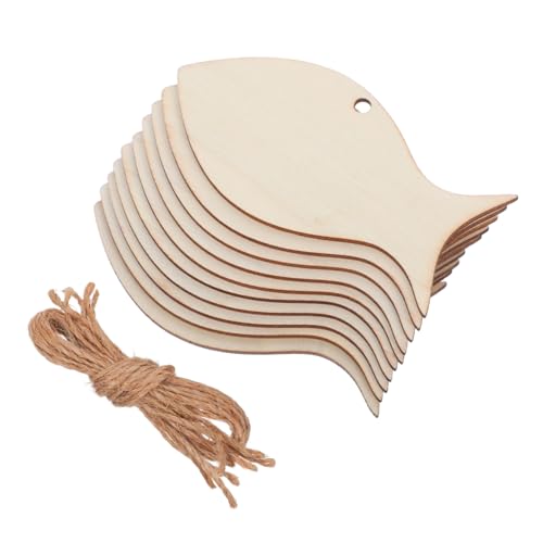 SEWOART 50 Stück Hölzerne Fischförmige Hängedekoration Holzfische Basteln Ausgeschnittene Fischförmige Scheiben Hohle Holzwanddekoration Unbehandeltes Holz Zum Basteln von SEWOART