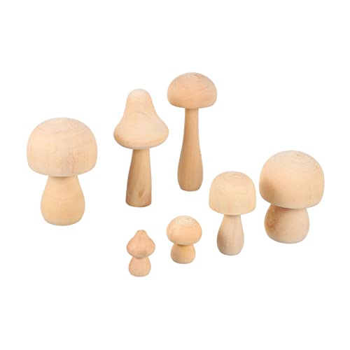 SEWOART 7 Stück Teiliges Set Unbemalte Holzpilze für Bastelornamente für Gestalten und DIY Projekte für Lernspiele von SEWOART