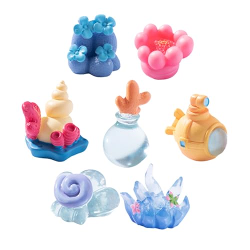 SEWOART 7 Stücke Aquarium Dekoration Korallenriff Conch U-Boot Drift Flasche Harz Meerestier Miniatur Landschaftsbau Ornament von SEWOART