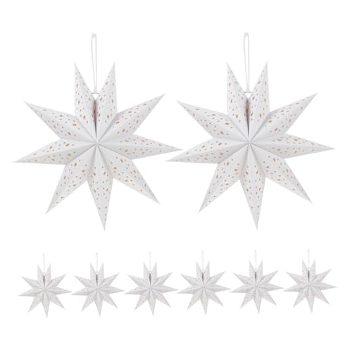 SEWOART 8 Stück Teiliges Faltbare Papierstern-lampenschirme Weiße Origami-papierlaternen für Weihnachts Festtagsdekoration Einfache Montage für Festliche Wohn Partyatmosphäre SEWOART 8 Stück Teiliges Faltbare Papierstern-lampenschirme Weiße Origami-papierlaternen für Weihnachts Festtagsdekoration Einfache Montage für Festliche Wohn Partyatmosphäre von SEWOART