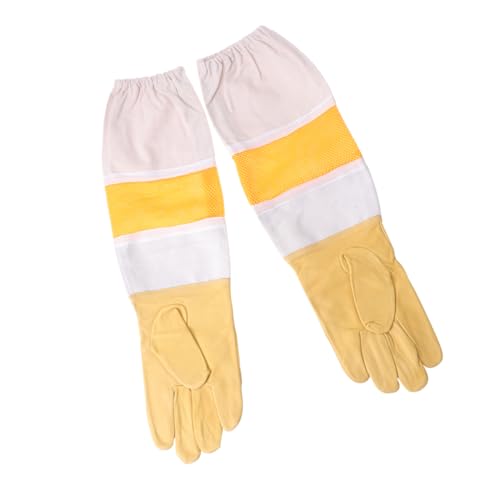 SEWOART Atmungsaktive Imkerhandschuhe Professionelle Bienenschutz mit Belüftung Stich Schutzhüllen für Gartenarbeit Unisex Goldener von SEWOART