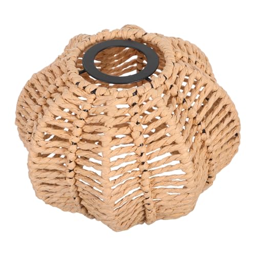 SEWOART Boho Geflochtener Lampenschirm Kürbisform Handgefertigt Deckenleuchte Retro Pendelleuchte Lochdurchmesser Wohnraum Schlafzimmer Esszimmer von SEWOART