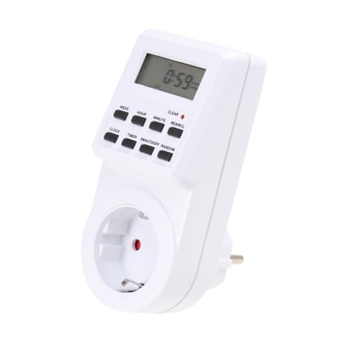 SEWOART Digitaler Zeitschaltuhr Steckdose mit Kleinem Bildschirm Stromverbrauchsmessgerät Programmierbare Indoor Zeitschaltuhr Backup Batterie Einfaches Plug And Play Geeignet für Acv von SEWOART