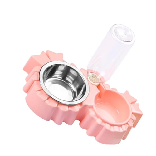 SEWOART Doppelschüssel für Haustiere mit Automatischem Wasserspender Futterstation für Katzen und Kleine Hunde Rutschfestes Design für Drinnen und Draußen Rosa Farbton von SEWOART