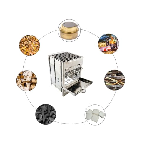 SEWOART Edelstahl Quadratischer Holzofen Klappbar Tragbarer Grill für Outdoor Camping Widerstandsfähig Rostfrei Hohe Temperaturbeständigkeit für Bbq und Picknick von SEWOART