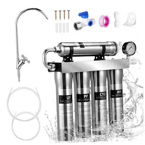 SEWOART Edelstahl Wasserfiltersystem Untertisch und Wandmontage Ultrafiltrations Trinkwasserfilter für Küchenwasserhahn Langlebiger Wasserreiniger mit Effizienter Filtration für Sauberes von SEWOART