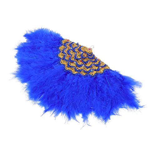 SEWOART Eleganter Blauer Federfächer für Hochzeit und Bühnenauftritte Modisches DIY Brautaccessoire Dekorativer Handfächer für Tanz und Kostümpartys Auffälliges Design mit Leuchtenden von SEWOART