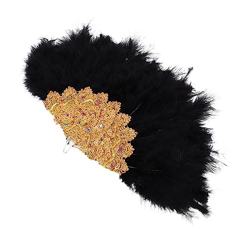 SEWOART Eleganter Handgehaltener Federfächer Damen Brautparty Fächer mit Stilvollem Pfauenfedermotiv Modisch und Auffällig für Hochzeiten und Bühnenauftritte von SEWOART