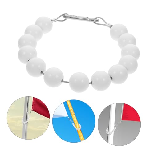 SEWOART Flagpole Retainer Ring Beaded Flag Mount mit Weißen Perlen Einfache Installation Vielseitig für Verschiedene Fahnenmasten Dekorative und Sichere Befestigung für Außenbereiche von SEWOART