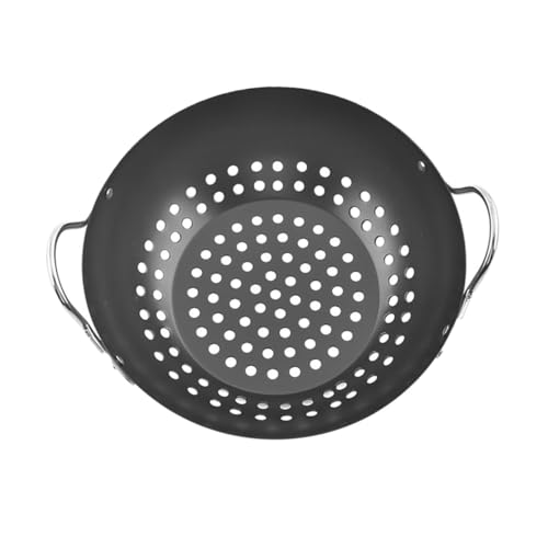 SEWOART Grill-Wok Aus Antihaftbeschichtung Runder Gemüse-grillkorb Mit Zwei Griffen Leicht Zu Reinigen Für Outdoor Und Heimgebrauch von SEWOART