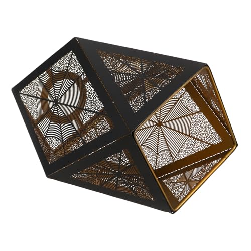 SEWOART Halloween Metall Lampenschirm Spinnennetz Muster Robuster Metall Lampenschirm mit Offenem Design für Innen Außenbeleuchtung Dekorativer Halloween Lichtschatten Ersatz von SEWOART
