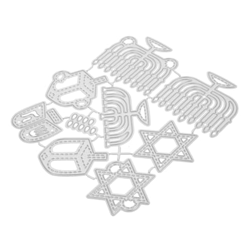 SEWOART Hanukkah Metall Stanzformen aus Carbonstahl Langlebige Schneidvorlage mit Vielfältigen Motiven Präzise DIY Scrapbooking und Kartenherstellung Einfache Anwendung für Kreative von SEWOART