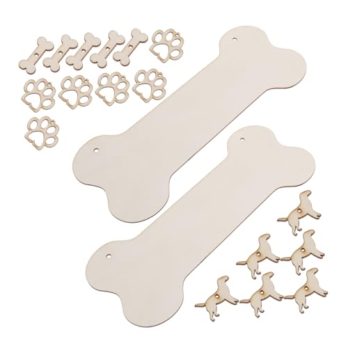 SEWOART Holztafel Satz Mit 20 Stück Hängende Hundeknochen Holzschild Für Diy Dekoration Unbearbeitete Holzausschnitte von SEWOART