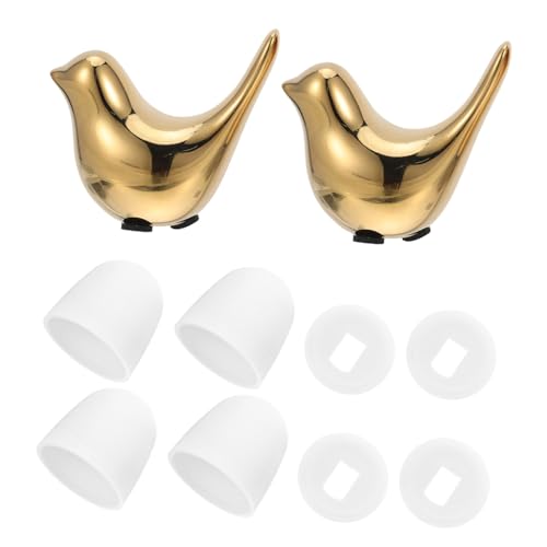 SEWOART Keramik Toilettenschrauben Abdeckkappen Vogel Design Dekorative Schraubenabdeckungen für Badezimmer Passend Goldfarbene Vogel Form Stilvolle Baddekoration Einfache Installation von SEWOART