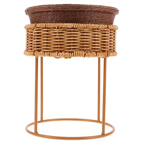 SEWOART Mini Blumenständer Rattan Pflanzkorbständer Stehender Sukkulenten Pflanzgefäßhalter Blumentopf Präsentationsständer Desktop Blumenregal Sukkulentenregal Desktop von SEWOART