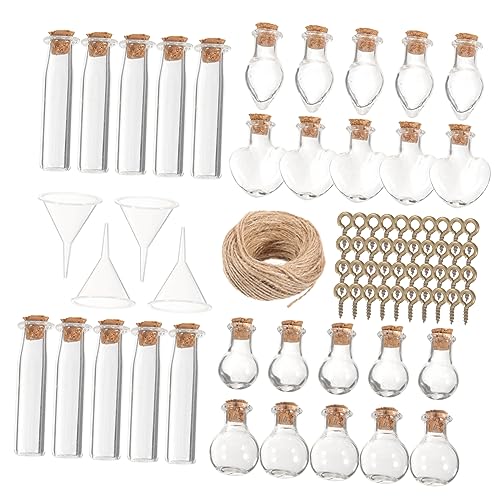 SEWOART Mini-glasflaschen Mit Korkverschluss Kleine Glasgefäße Winzige Gefäße Zum Dekorieren Satz Mit Mini-wunschflaschen Holzverschluss-Design von SEWOART