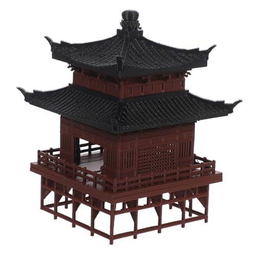 SEWOART Miniatur Pavillon Skulptur aus Kunststoff Detailgetreues Chinesisches Architekturmodell Langlebiges Aquarium Ornament Tischgarten Dekoration Asiatischer Bonsai Landschaftsschmuck von SEWOART