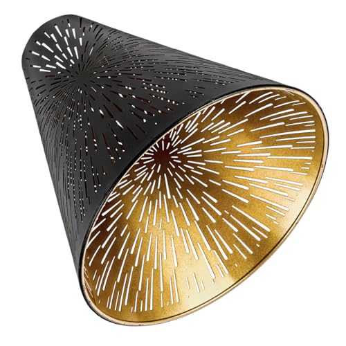 SEWOART Moderner Eisen Lampenschirm mit Lasergravur Zylindrischer Offener Lichtschutz für Pendelleuchte Dekorativer Lichtkäfig Schwarz Gold Einfach zu Montieren Stilvolle von SEWOART