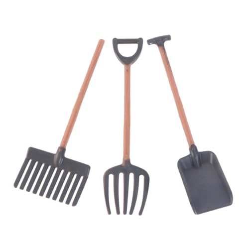 SEWOART Praktisches Mini Farmwerkzeug mit Schaufel Rechen Grabegabel für Puppenhaus Gartendekoration Fein Gearbeitet Sicher und Vielseitig Geeignet von SEWOART