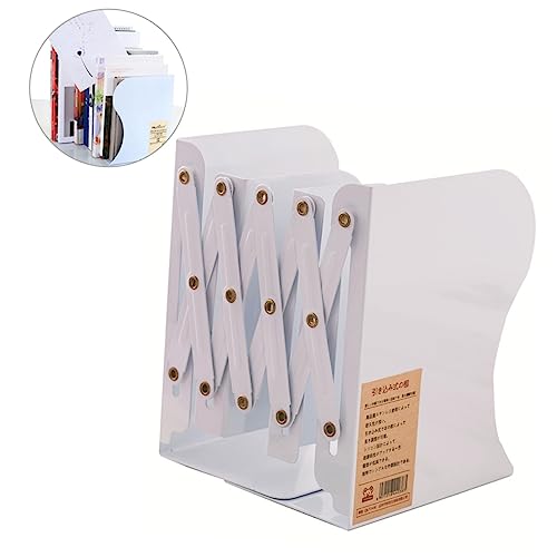 SEWOART Desktop Buch Organizer Verstellbar Und Teleskopisch Aus Metall Für Büro Und Schule Stilvolle Buchstütze Weiß von SEWOART