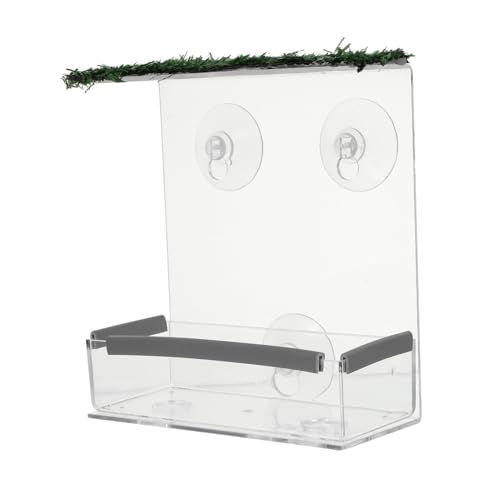 SEWOART Vogelfutter Spender Acryl Mit Saugnäpfen Vogelfutterbehälter Transparent Vogelfutterschale Für Garten von SEWOART