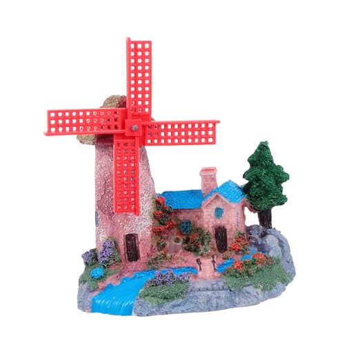 SEWOART Wunderschönes Windmühlen Schloss Aquarium Ornament aus Resin Kreative Dekoration für Fischbecken Wohnzimmer und Kinderzimmer Süß und Salzwasserumgebungen SEWOART Wunderschönes Windmühlen Schloss Aquarium Ornament aus Resin Kreative Dekoration für Fischbecken Wohnzimmer und Kinderzimmer Süß und Salzwasserumgebungen von SEWOART