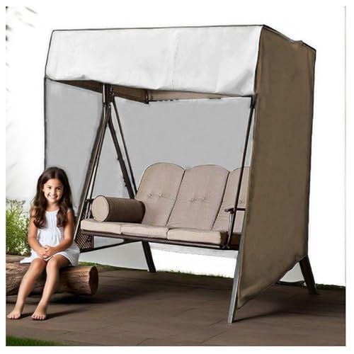 Hollywoodschaukel Abdeckung 3 Sitzer Waterproof and UV-Resistant Schaukel Zubehör für Rasen, Garten, Party ,Brown-223*152*183cm von SEXIPLEXIX