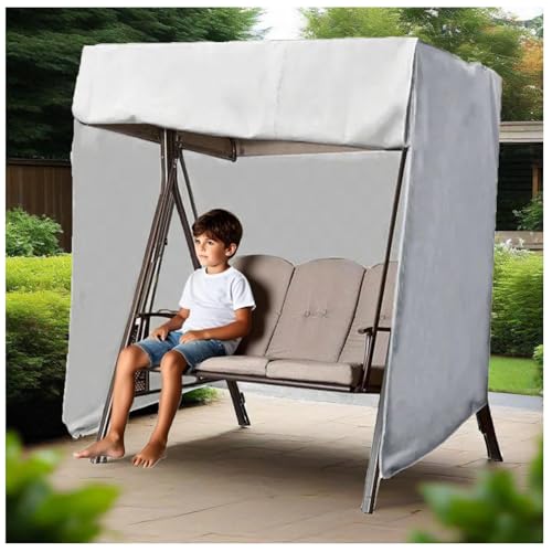 Hollywoodschaukel Abdeckung 3 Sitzer Waterproof and UV-Resistant Schaukel Zubehör für Rasen, Garten, Party ,Gray-220*125*170cm von SEXIPLEXIX