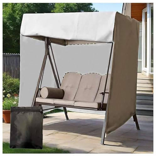 Hollywoodschaukel Abdeckung Waterproof，Windproof, UV-Resistant, Heavy Duty Abdeckung Hollywoodschaukel 3 Sitzer für Rasen, Garten, Party ,Brown-220*125*170cm von SEXIPLEXIX