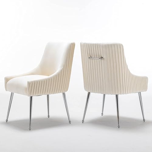 SEYNAR Esszimmerstühle Modern Style Samt gepolstert Akzent Vanity Stuhl mit vertikalen Bar getuftet mit Silber Beine Satz von 3 für Wohnzimmer, Esszimmer, Schlafzimmer SEYNAR Esszimmerstühle Modern Style Samt gepolstert Akzent Vanity Stuhl mit vertikalen Bar getuftet mit Silber Beine Satz von 3 für Wohnzimmer, Esszimmer, Schlafzimmer von SEYNAR