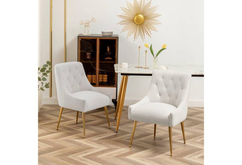 SEYNAR Esszimmerstuhl Polsterstuhl Kosmetikstuhl Wohnzimmersessel mit goldenen Beinen (2 St), für Schreibtisch, Schlafzimmer und Küche von SEYNAR