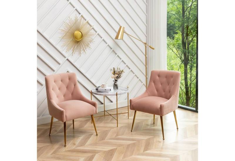 SEYNAR Esszimmerstuhl Polsterstuhl Kosmetikstuhl Wohnzimmersessel mit goldenen Beinen (2 St), für Schreibtisch, Schlafzimmer und Küche von SEYNAR