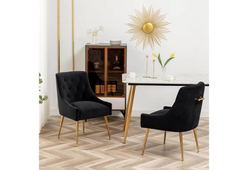 SEYNAR Esszimmerstuhl Polsterstuhl Kosmetikstuhl Wohnzimmersessel mit goldenen Beinen (2 St), für Schreibtisch, Schlafzimmer und Küche von SEYNAR