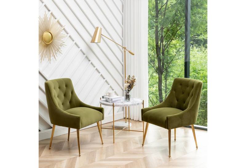 SEYNAR Esszimmerstuhl Polsterstuhl Kosmetikstuhl Wohnzimmersessel mit goldenen Beinen (2 St), für Schreibtisch, Schlafzimmer und Küche von SEYNAR