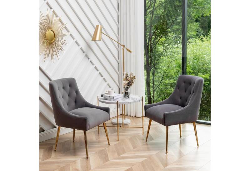 SEYNAR Esszimmerstuhl Polsterstuhl Kosmetikstuhl Wohnzimmersessel mit goldenen Beinen (2 St), für Schreibtisch, Schlafzimmer und Küche von SEYNAR