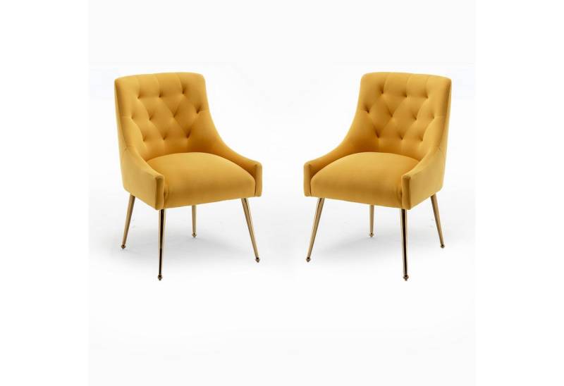 SEYNAR Esszimmerstuhl Polsterstuhl Kosmetikstuhl Wohnzimmersessel mit goldenen Beinen (2 St), für Schreibtisch, Schlafzimmer und Küche von SEYNAR