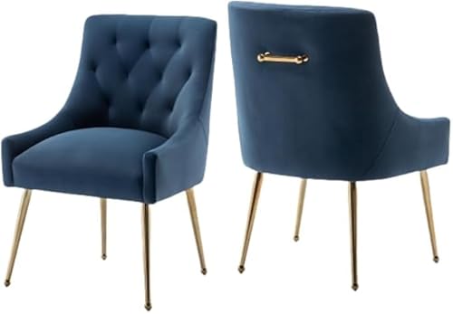 SEYNAR Esszimmerstuhl-Set, moderne Samt-Esszimmerstühle mit goldfarbenen Beinen, elegante getuftete Akzentstühle für Empfang, Wohnzimmer oder Arbeitszimmer, 2 Stück von SEYNAR