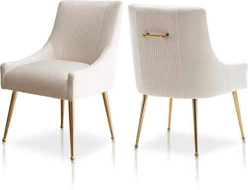 SEYNAR Moderne Esszimmerstühle, Samt gepolsterte Stühle mit goldenen Beinen, getufteter Akzentstuhl 2er Set für Empfangsraum Wohnzimmer Arbeitszimmer（beige） von SEYNAR