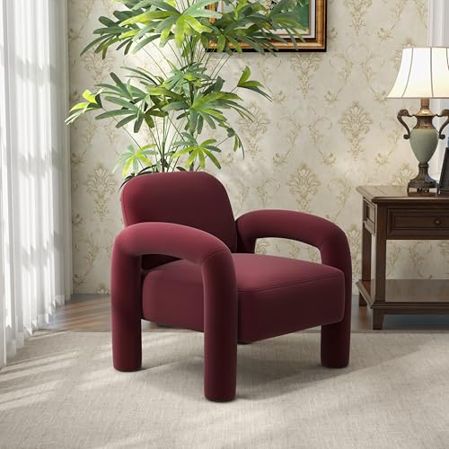 SEYNAR Moderner Accent-Sessel, Komfortabler Samtbezogener Armstuhl, Gemütlicher Vanity-Sessel als Einzelsofa, Tufted-Barrel-Lesearmstuhl für Wohnzimmer, Schlafzimmer, Ecke(Red) von SEYNAR