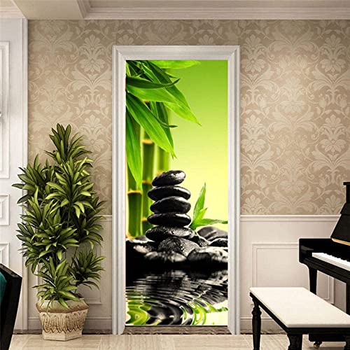 3D Innentür Türposter Türtapete Türaufkleber 80 X 200 Cm Zen-Zen-Grüner Bambus Selbstklebend Türfolie Poster Tapete Wandtattoo Tür Wandbild Aufkleber Schlafzimmer Bad Büro Hause Deko Kinderzimmer Spi von SEYUMI