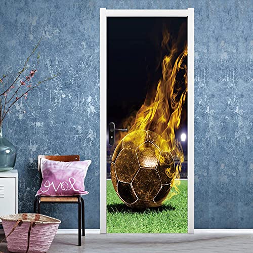 3D Türtapete Selbstklebend 80 X 200 Cm Fußball Basketball Baseball Diy Wandbild Pvc Wasserdicht Pvc Türtattoos Türposter Türaufkleber Fototapete Türfolie Für Tür,Wohnzimmer,Schlafzimmer,Küche Toilett von SEYUMI