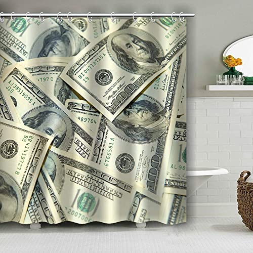 SEYUMI Duschvorhang 120x200 Dollar-Note Duschvorhang Humor Badezimmer Vorhang Antischimmel Wasserdicht 3D Effekt Duschvorhänge für Badewannen Textil Polyester Stoff mit Haken von SEYUMI