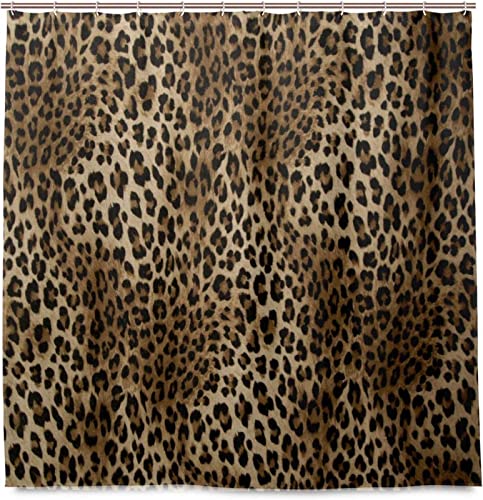 SEYUMI Duschvorhang 120x200 Leopardenmuster Duschvorhang Leopardenmuster Badezimmer Vorhang Antischimmel Wasserdicht 3D Effekt Duschvorhänge Textil Polyester Stoff für Badewannen mit Haken von SEYUMI