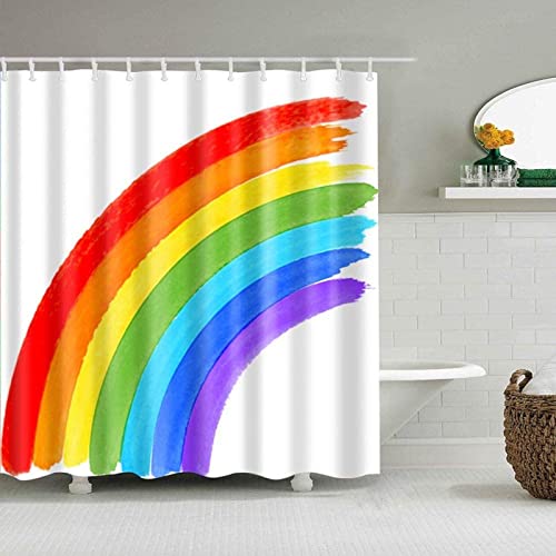 SEYUMI Duschvorhang 120x200 Regenbogen Duschvorhang Streifen Badezimmer Vorhang Antischimmel Wasserdicht 3D Effekt Duschvorhänge für Badewannen Textil Polyester Stoff mit Haken von SEYUMI