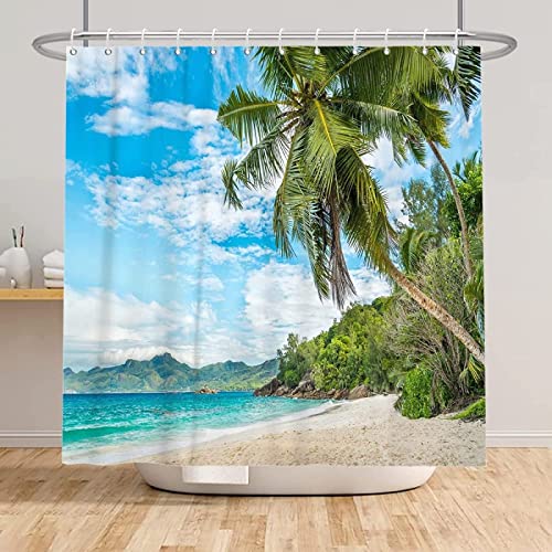 SEYUMI Duschvorhang 120x200 Tropisches Hawaii Duschvorhang Tropisches Hawaii Badezimmer Vorhang Antischimmel Wasserdicht 3D Effekt Duschvorhänge Textil Polyester Stoff für Badewannen mit Haken von SEYUMI